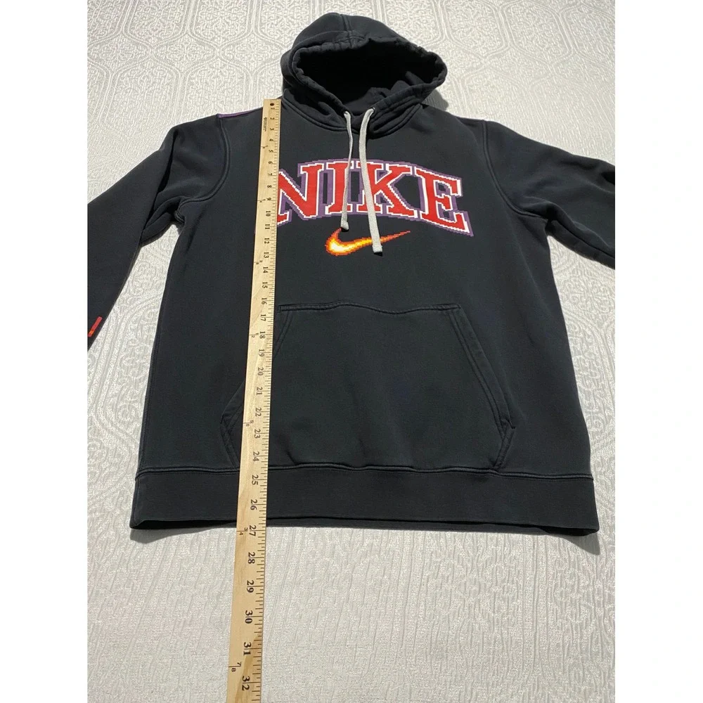 Nike NYC 25 Pixel Fire Flame Graphic Hoodie Mens Medium Black 8-Bit‎ Streetwear